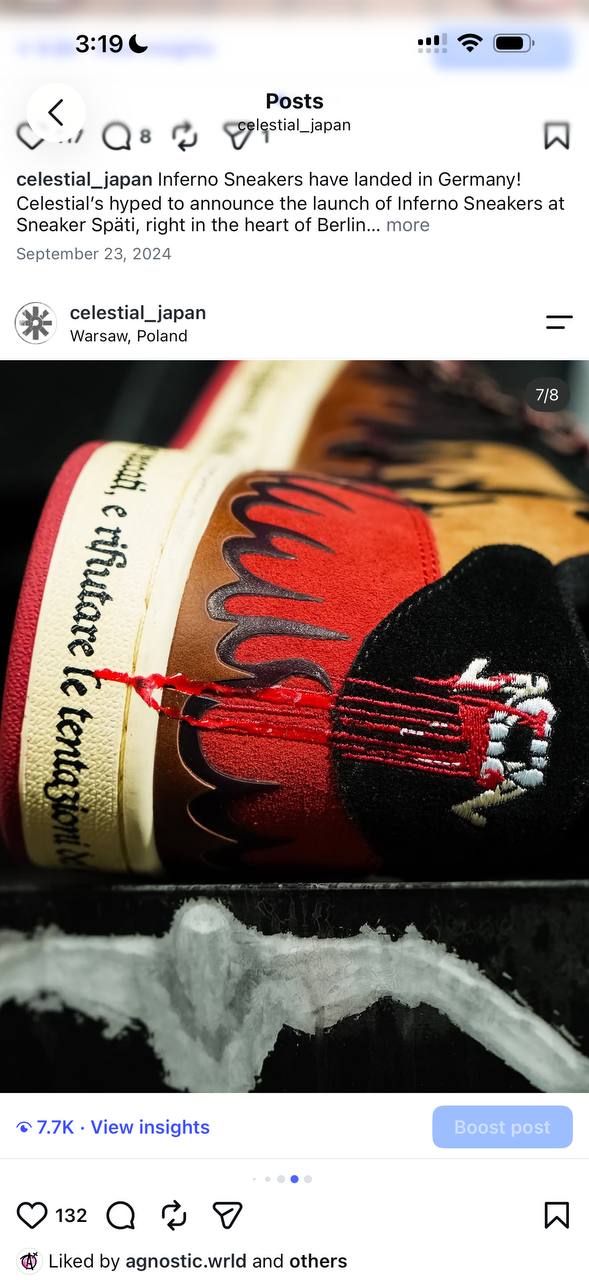 Inferno flame panel and midsole photographed up close