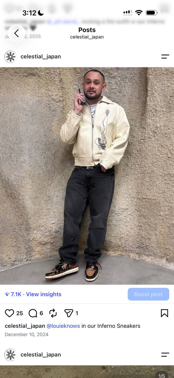 Louie Knows wearing Inferno · brand archive